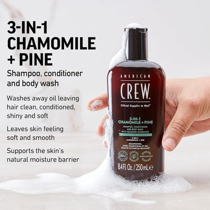 American Crew 3-IN-1 Chamomile Pine Shampoo Conditioner and Body Wash 8.4 Fl Oz 250ml