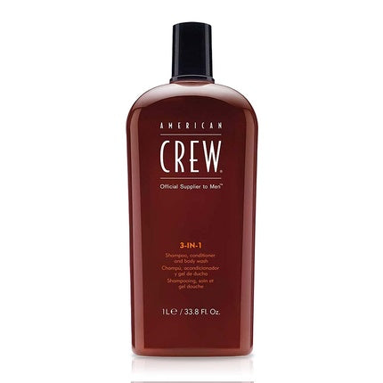 American Crew Men's 3-in-1 Shampoo, Conditioner, and Body Wash 33.8 Fl Oz 1L
